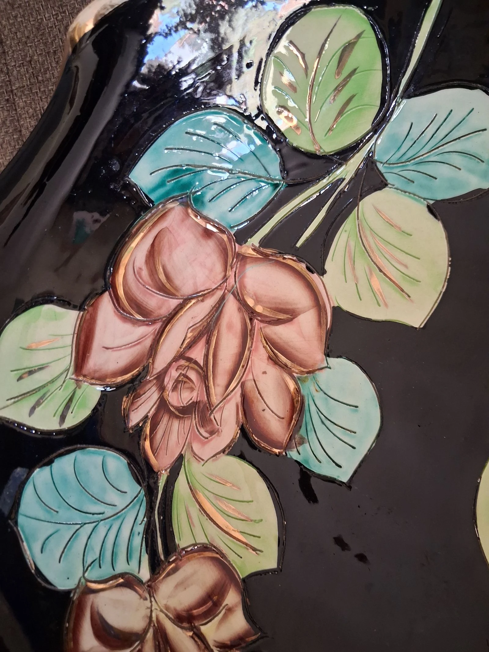 ​✨ Plat / Coupe Vallauris Vintage Années 50/60 – Céramique Décor Floral & Or Fine – photo 5